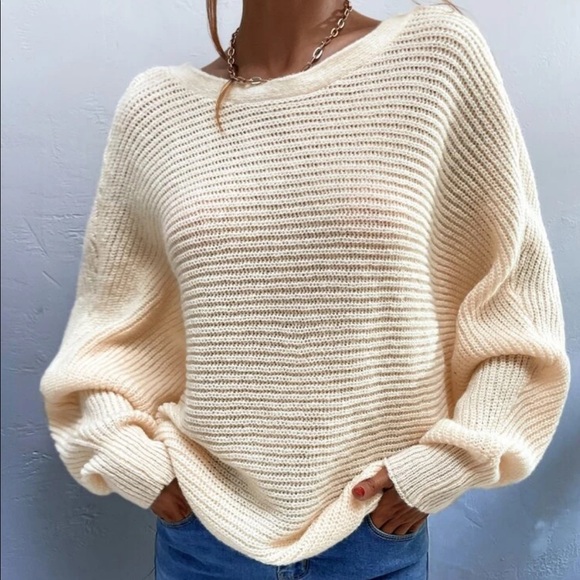 Cream backless tie back sweater - Picture 5 of 5